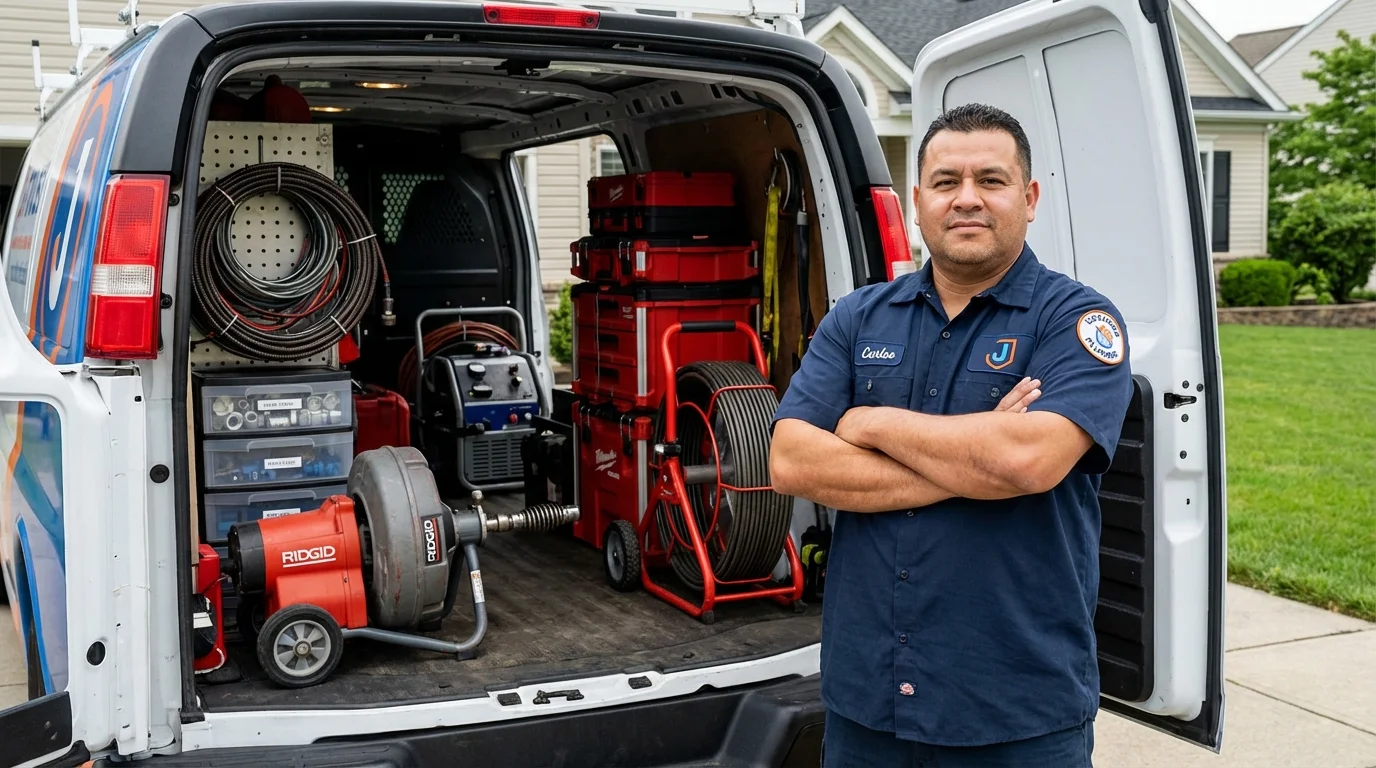 Professional drain cleaning equipment and Johns Plumbing LLC plumber in Ganado